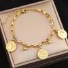 Stainless Steel Bracelets Grunge Gothic Queen's Portrait Coin Pendants Exquisite Charms Bracelet For Women Zircon Party Gifts