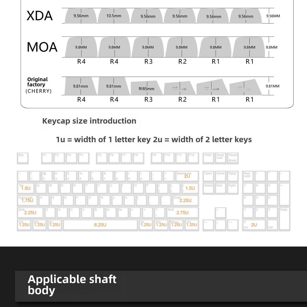 Four-Sided Translucent Color Keycaps for Customized Mechanical Keyboard
