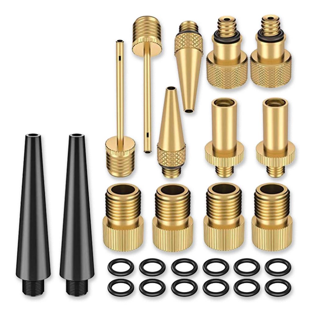 

26 Pieces Needles Inflator Tool Bicycle Valves Adapter Set Copper Cycling Pump Adapters Combinations Parts Mountain Bike Use