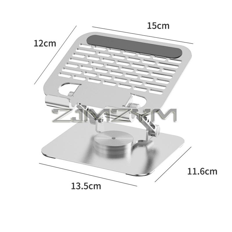 Foldable Tablet Holder 360° Rotating Aluminum Alloy Hollowed Tablet Riser Anti Slip Notebook Holder Height Adjustable
