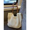 Beach Holiday Knitted Tote Bag Women Ins Sen Literary Casual Cotton Thread Hollow Mesh Shoulder