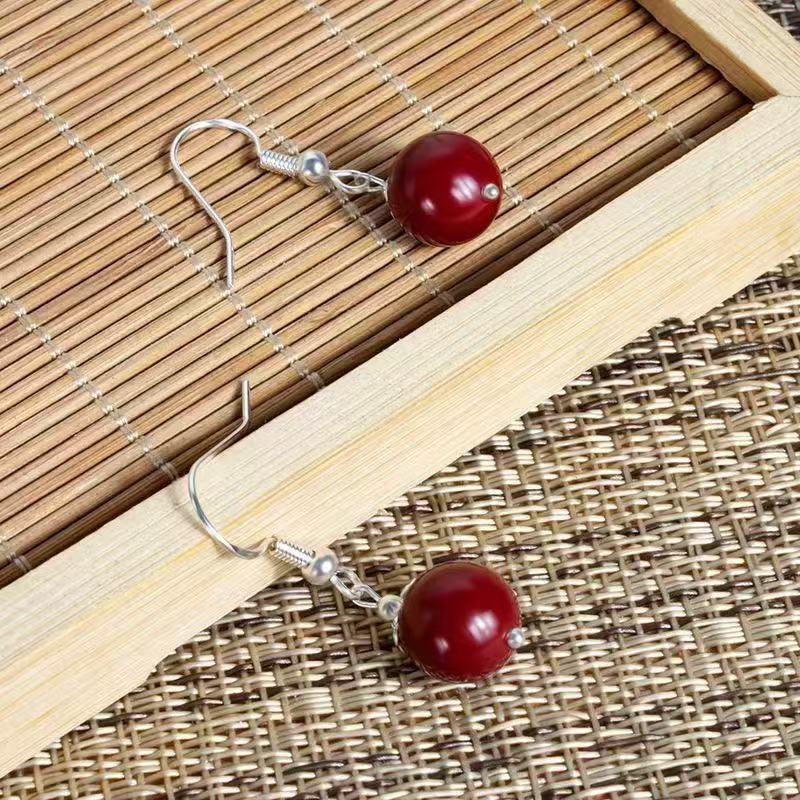 Elegant Silver & Vermilion Red Bead Earrings - Versatile and Stylish for Women