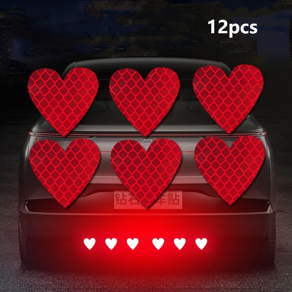 

12pcs Universal Reflective Tape Heart Shape Safety Warning Mark Motorcycle Bike красный