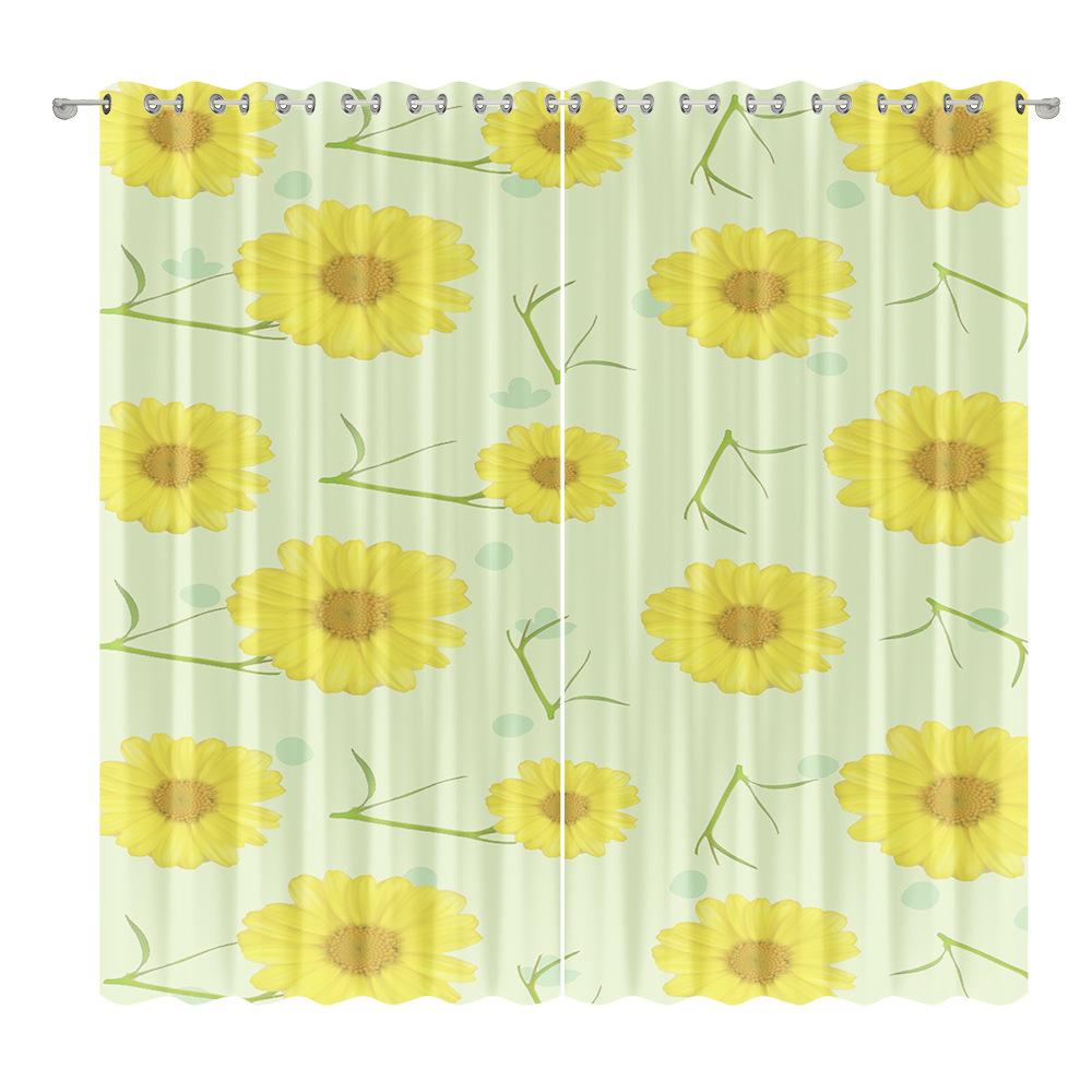 Floral Curtain Fabric Bedroom Living Room Balcony Blackout Curtain Office Hotel Heat Insulation Curtain
