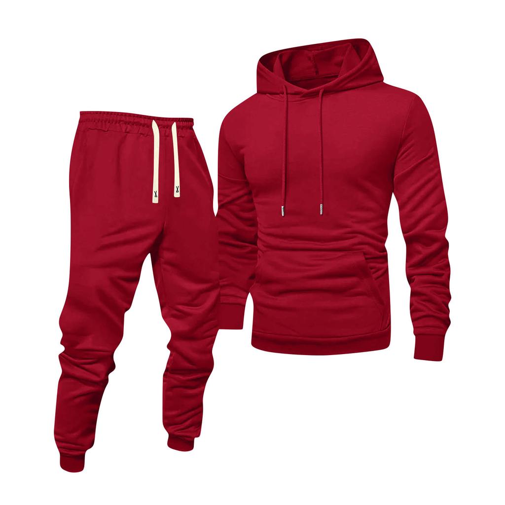 Men's Color Hoodie and Sweatpants Set Casual Athletic Wear