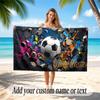Soccer Theme Beach Towel Personalized Custom Name & Text Soft Quick Dry Beach Towel for Swimming Travel