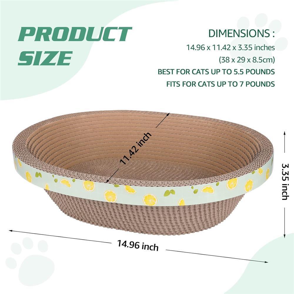Cat Oval Cardboard Cat Scratching Bed Recliner Sofa, Durable Corrugated Cat Scratching Board Box, Protect Cat Scratching Furniture (14.96Inches)