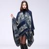 Wind lady autumn and winter thickened small flower warm imitation cashmere shawl cape wear coat on both sides lady scarf