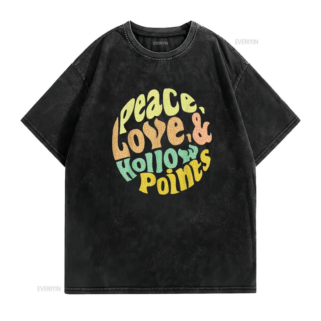 Mens Peace Love And Hollow Points T Shirt Black X Large Vintage Washed Slightly Versatile Stylish Homme Designer Clothes