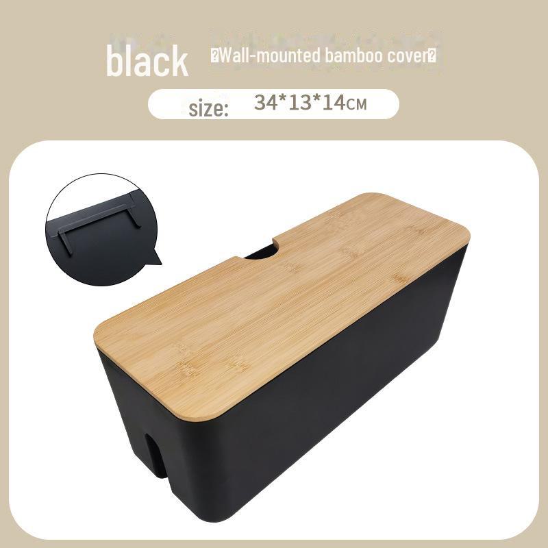 "Wood Grain Multi-Function Desktop Cable Organizer Box"