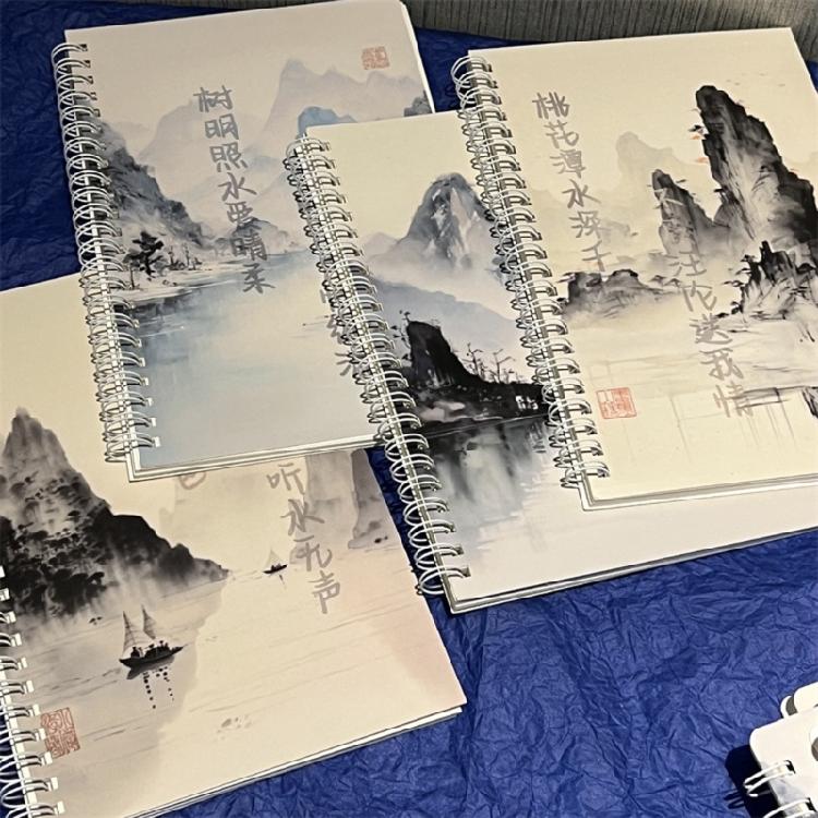 4Pieces Twin Coil Binding Notebook College Ruled Note Book for Writing 100 Page Wide Lined Journal Notepads 14x20cm