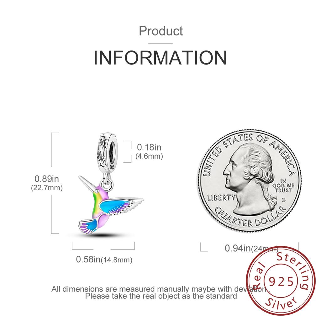 Dangle Charm Bead Component Copper Metal Pendant Bead Component Compatible With Bracelet High Quality Fine Jewelry Craft Making Hummingbird High