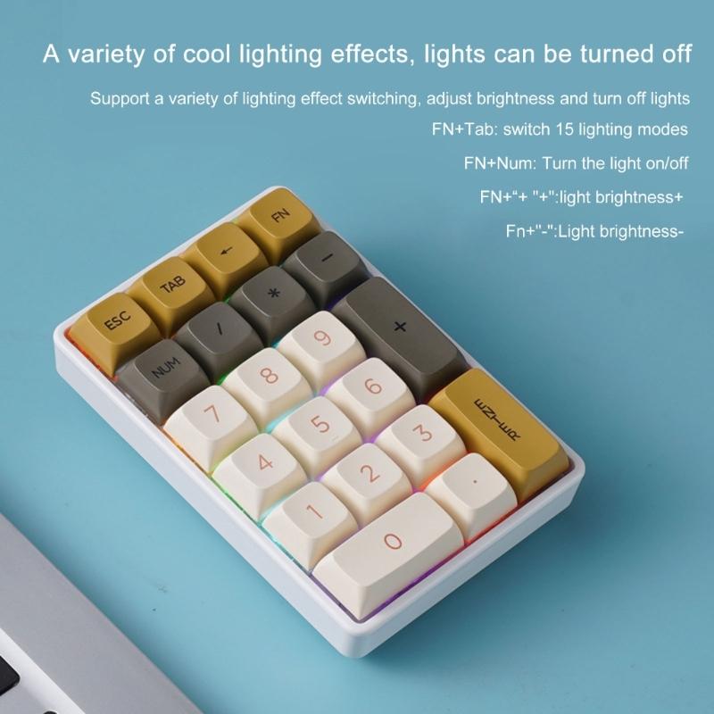 21 Key Numeric Keypad Ergonomic Lightweight Digital Keyboard Corded Bluetooth-compatible 2.4G Wireless Number Keypad