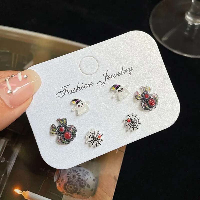 

6 шт. комплект серег на Хэллоуин, забавные серьги-гвоздики в виде монстра для женщин, ювелирные изделия, аксессуары для вечеринок, подарки, серьги-подвески в виде тыквы-призрака с каплями масла в стиле ужасов