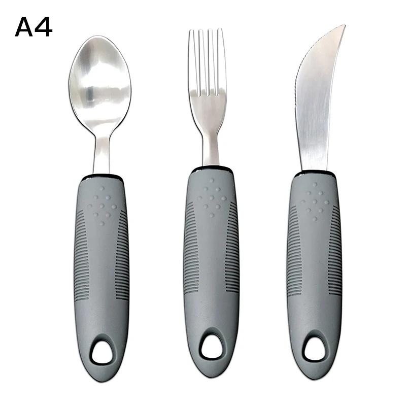 3/4/5Pcs/Set Elderly Adaptive Utensils Disabled Bendable Feeding Dinnerwares Parkinsons Self Training Spoon Fork Tableware