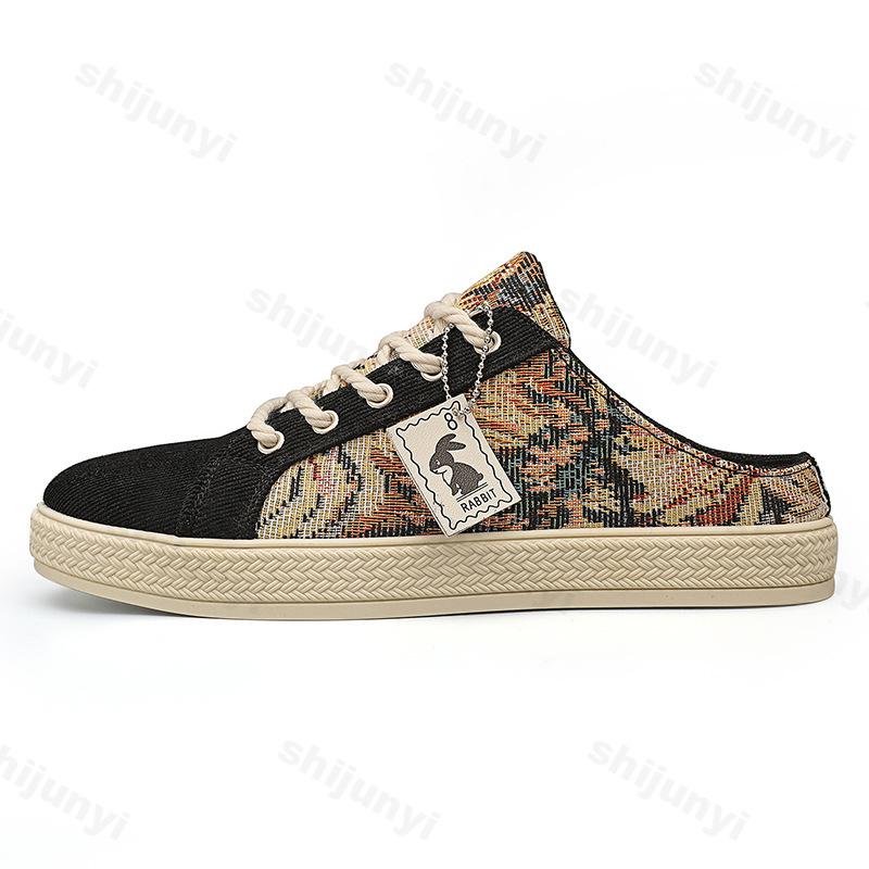 Fashion Men Slippers Mules Slip-resistant Casual Sandals Elegant Designer Luxury 2025 Summer Breathable Moccasins Men Half Slippers
