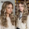 20 Inch 6X4 Synthetic Lace Front Wig Highlight Ash Blonde Brown Body Wave Natural Hairline Heat Resistant For Brazilian Women