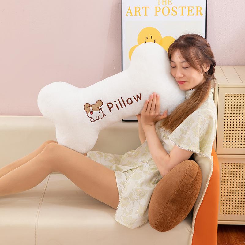Simulated Bone Throw Pillow Plush Toy Cute Dog Doll Doll Female Bed Waist Pillow