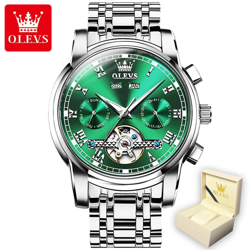 OLEVS 6607 Cu Cutie Cadou Ceas Contor mecanic Multifunctional Ceas barbatesc cu cadran mare