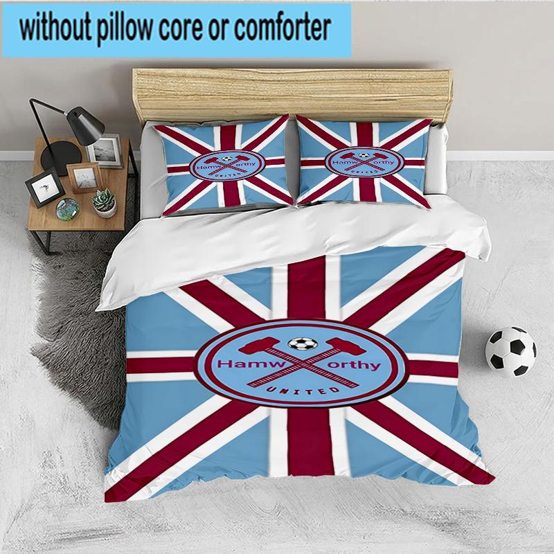 3PCS Football Club Ham-worthy Homes Bedding set,Ideal For1pc Duvet Cover And 2pcs Pillowcases Perfect for Christmas,Ideal for Bedroom, Dormitory