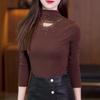 Autumn and Winter Double-sided German Velvet Bottoming Shirt for Women Long-sleeved Slim-fitting Half-high Collar Versatile Western-style Top T-shirt