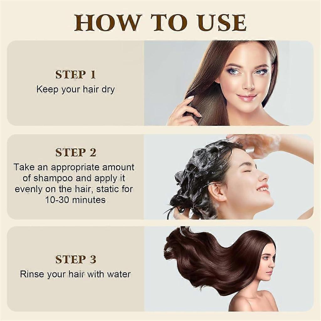 Hair Dye Shampoo, 3 in 1 Instant Hair Dye Shampoo, Color Shampoo Hair Dye, Gray Hair Coverage Shampoo, Long Lasting Hair Color Shampoo for All Hair Ty