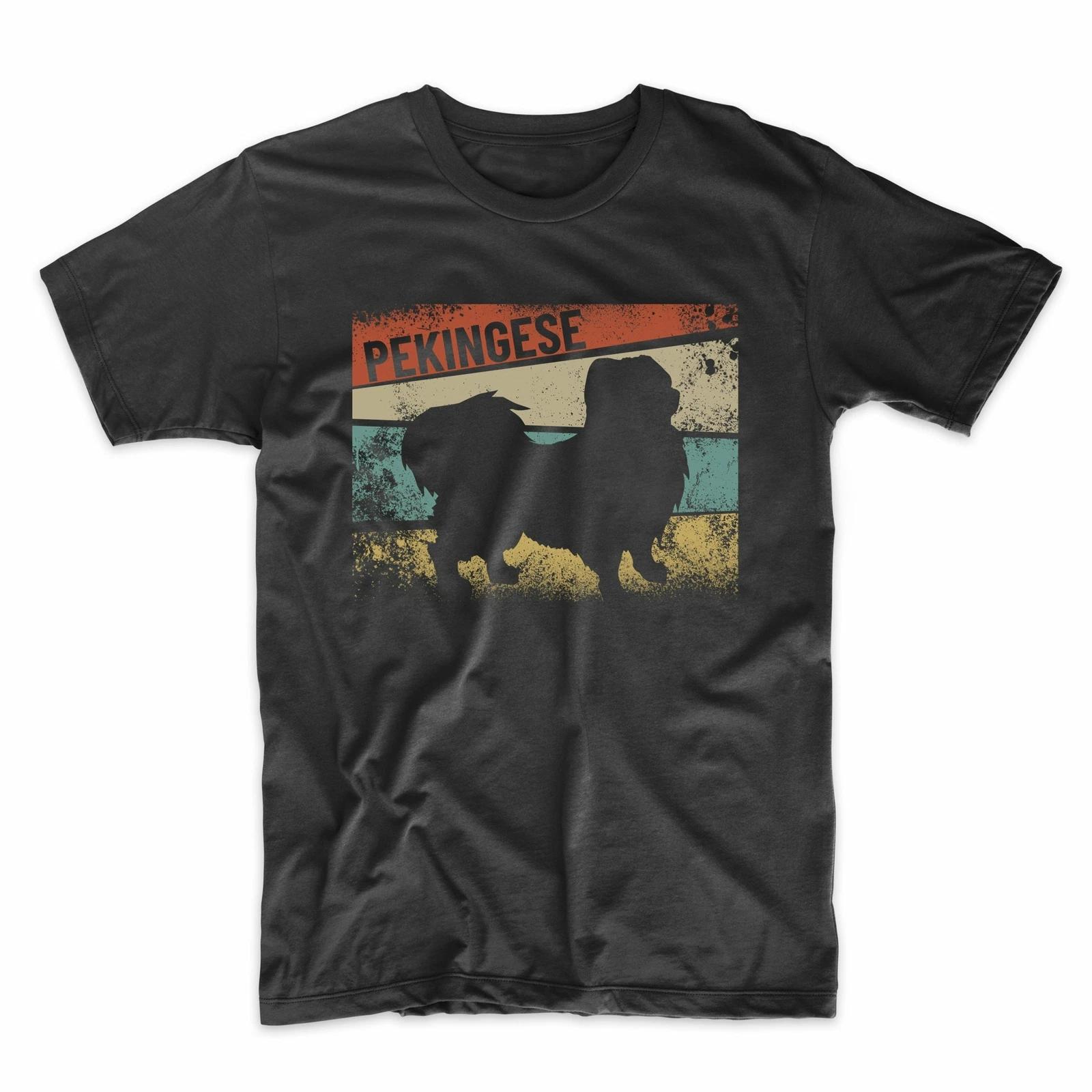 Men s Pekingese Shirt - Retro Style Pekingese Silhouette Dog Owner T-Shirt 4XL