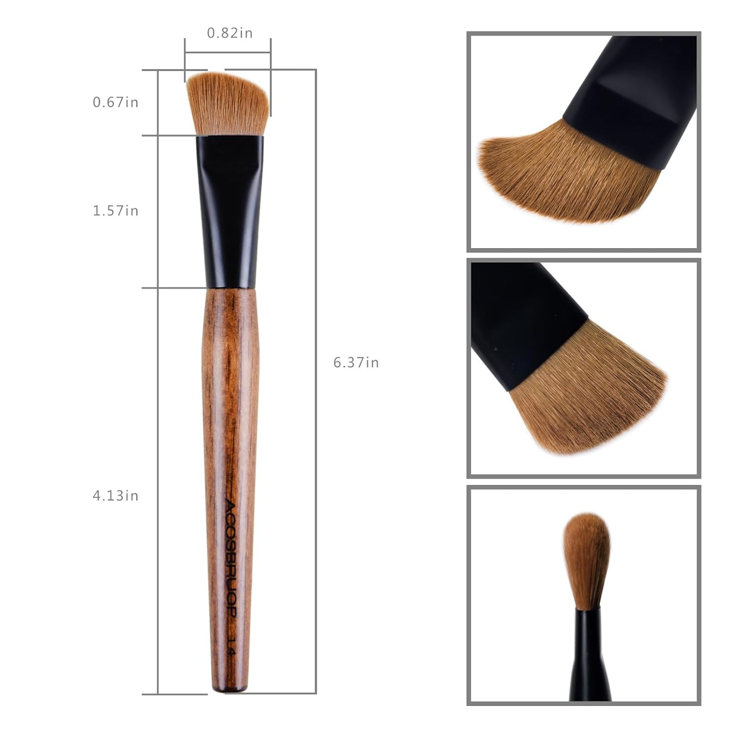Small Foundation Brush, ACOSBRUOP Professional Angled Face Brush for Powder, Foundation, Cream, Buffing and Blending Makeup Brushes Tools