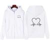 Women Heartbeat Printed Zipper Hoodie Autumn Winter Women Outdoor Sports Fashion Simple Long Sleeve Fleece Sweatshirts
