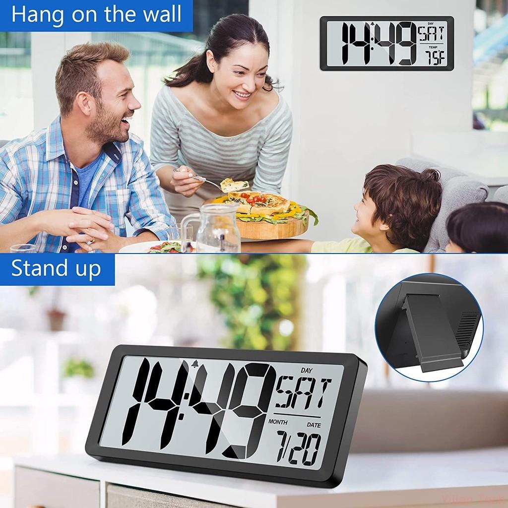 Office Decor 12/24Hr Desktop Day Electronic Clock Extra Large Screen Display Digital Clock Bedroom Multi-Functional Alarm Clock