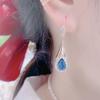Korean Style Crystal Blue Heart Earrings for Women - Trendy, Elegant Hooks 2021