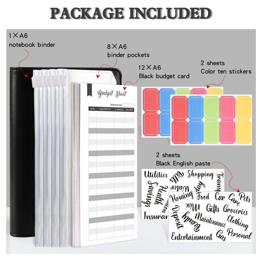 A6 PU Leather Budget Organiser Budget Planner Financial Planner Budget Binder for Budgeting Money