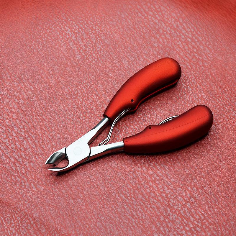 Podiatrist Toenail Clippers Curved Professional ABS Handle Wide Jaw Opening Ingrown Thick Toe Pedicure Nail Cutters for Men красный