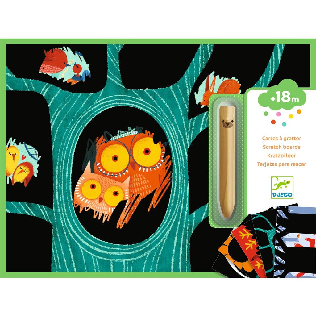DJECO Animal Scratch Art Cards Scratch and Color Animal Scratch Educational Toy for and Toddlers Perfect for Sports and Autumn Evenings - Art,