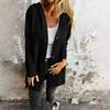 Women's Casual Fashion Solid Color Long Sleeved  Pocket Casual Single Breasted Hooded Jacket