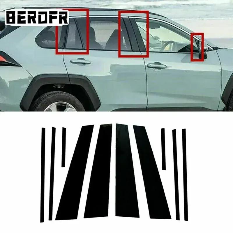 10ks/Sada Černý Kit Krytů Lišt Sloupků Dveří a Okna Piano pro TOYOTA RAV4 XA50
