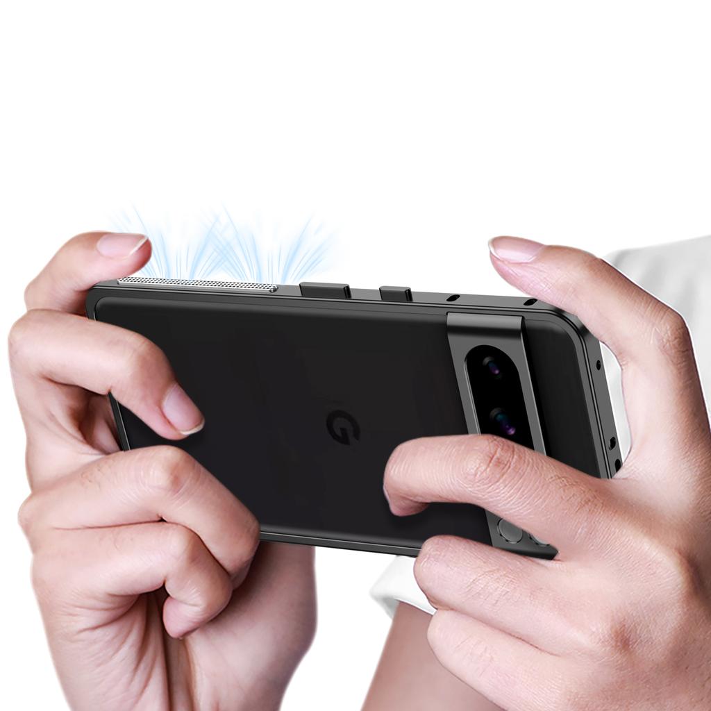 For Google Pixel 8 Pro Bumper Cases Metal Frame Heat Dissipation Cover with Lens Protector