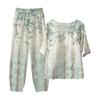 Dámské letní topy s polovičním rukávem s potiskem, elastický pas, devítidílné kalhoty, dvoudílná sada