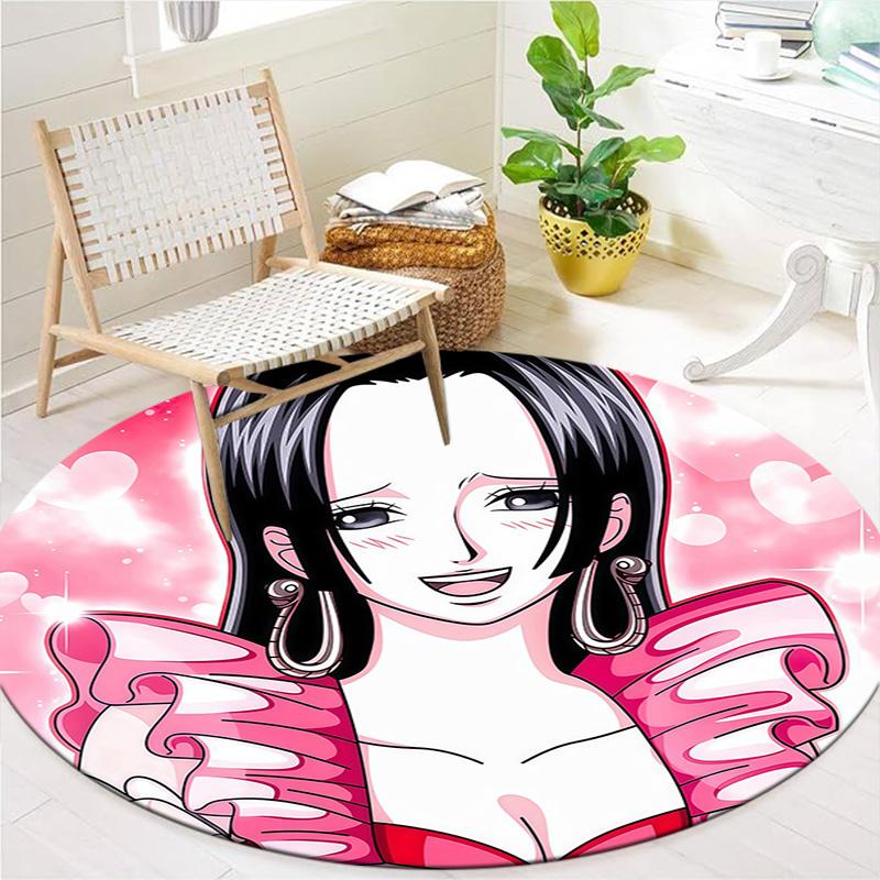 Anime One Piece Cartoon Round Area Rug Carpet Rug For Living Room Bedroom Sofa Playroom Decor Nonslip Floor Mat