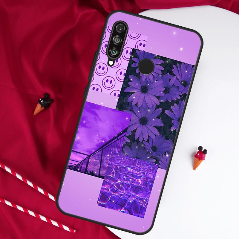 Purple aesthetic For Huawei Nova 12i 11i 8i 12s 9 10 SE Y90 Y60 Y70 Y72 Y61 Y91 P20 P30 P40 Lite P60 Pro Case