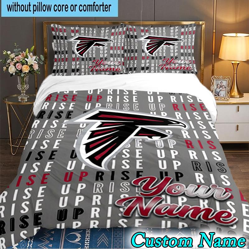 Custom Name 3PCS Atlanta Logo Bedding Set,Including  Duvet Cover And 2pcs Pillowcases Perfect for Bedroom,Dormitory,Fan Christmas gift
