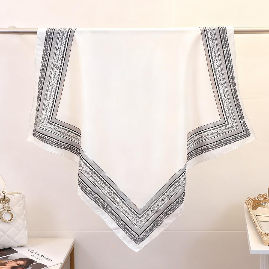 Korean version of solid color big red small square scarf women's plain color spring and autumn warm silk scarf versatile professional scarf decorative