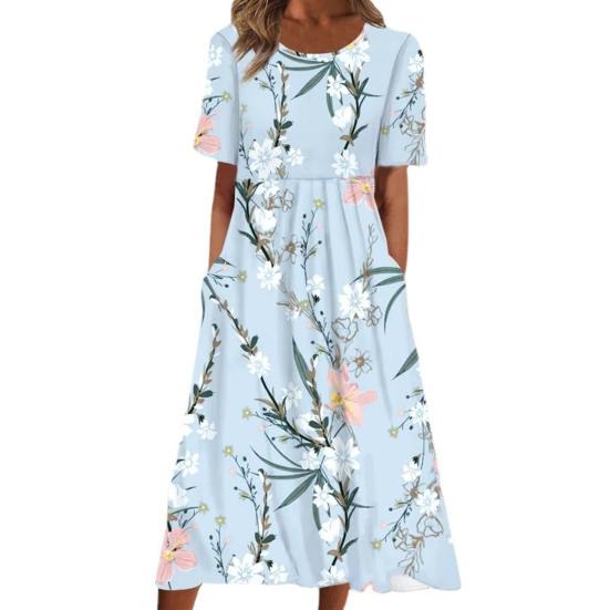 

Популярное женское свободное платье с круглым вырезом и высокой талией, моющееся женское повседневное платье миди для покупок, свадебное платье L