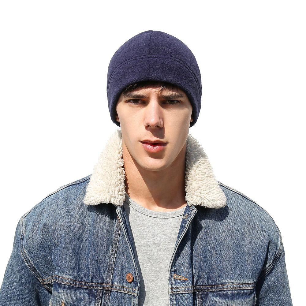Slouchy Running Cycling Cap Polar Fleece Running Beanie Winter Ski Cap  for Men Women