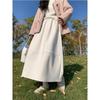 Women's 2026 Black Wool Plaid High-Waist A-line Skirt - Autumn/Winter Slimming Mid-Length
