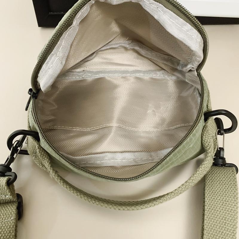 Women Nylon Small Handbag Men Waterproof Lightweight Shoulder Bag Solid Color Crossbody Mobile Phone Bag