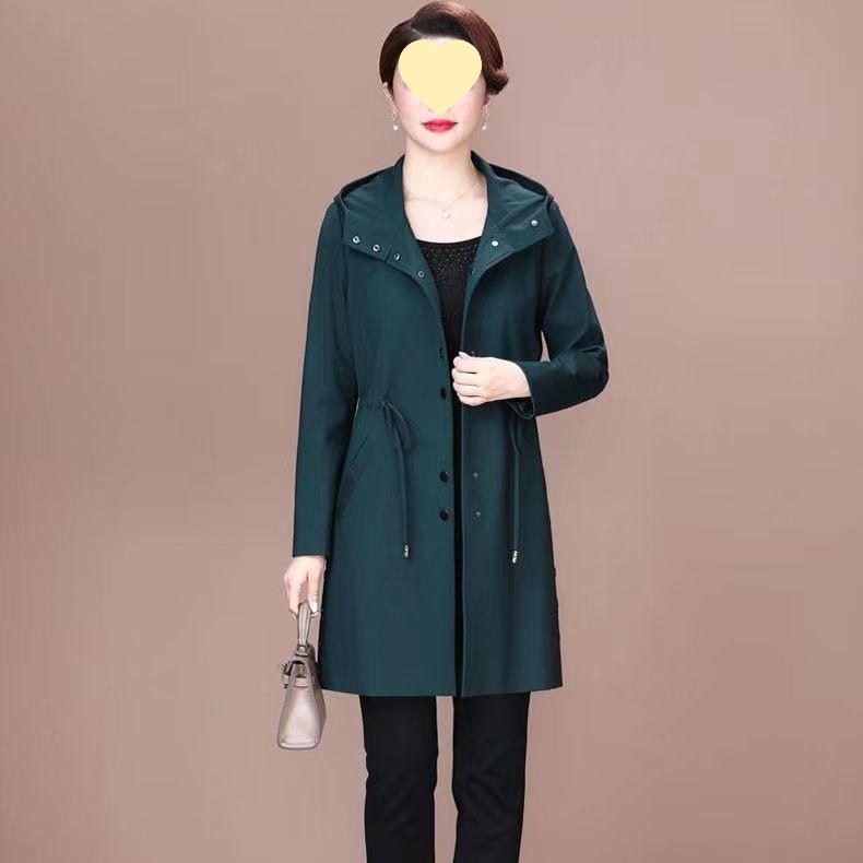 Mom's Versatile Mid-Length Trench Coat - Elegant, Large-Size, Casual Wear for Spring and Autumn