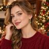 Oil Dropping Earrings 1 Pair Women Christmas Dripping Earrings, Santa Claus Xmas Daily Wear Tree Sleigh Dangle Earring, Lightweight Hypoallergenic