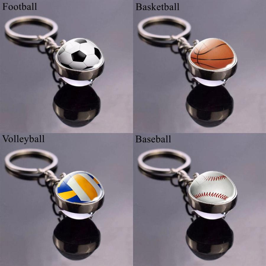 New Football Basketball Baseball Tennis Volleyball Keychain Unisex Bag Decoration Metal Holder Pendent Keyring Cycling Jewelry