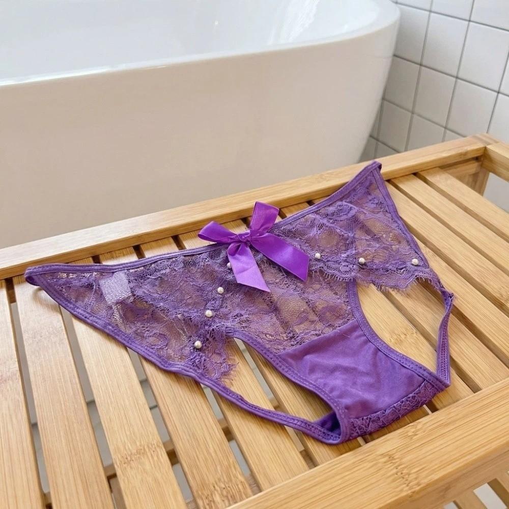 G-String Bowknot Lace Panties Flowers Big Bow Underpants Fashion Thong for Women  Lady